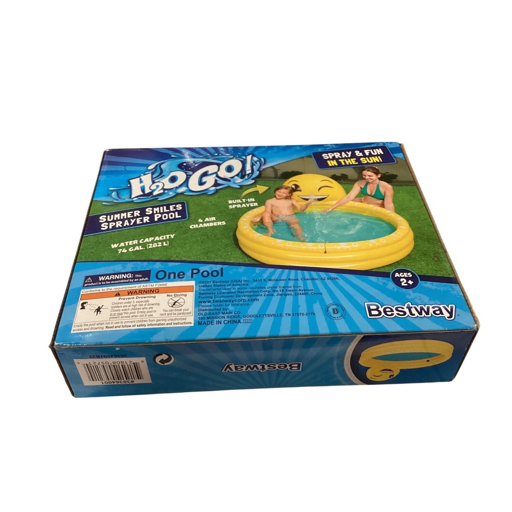 Bestway H2OGO! Summer Smiles Sprayer Pool Inflatable Kiddie Pool Yellow 30364001 - Picture 2 of 2